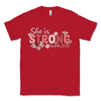 Red she is strong proverbs 31 25 Classic Tee - MaliasSmallBusiness