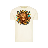 Vintage Arctic highland cow turquoise sunflower Vintage Tee - Jasminsmagicworld
