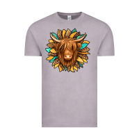 Vintage Zinc highland cow turquoise sunflower Vintage Tee - Jasminsmagicworld
