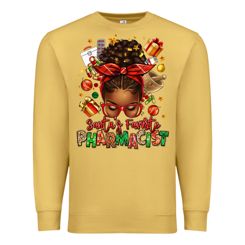 Santas Favorite Pharmacist Afro Messy Bun Premium Sweatshirt by texasbilliewilder | Teevron