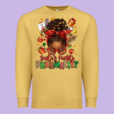Santas Favorite Pharmacist Afro Messy Bun Premium Sweatshirt Designed By Texasbilliewilder
