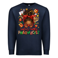 Navy santas favorite pharmacist afro messy bun Premium Sweatshirt - texasbilliewilder