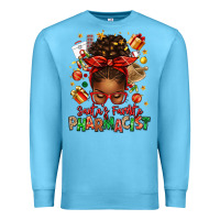 Ocean Blue santas favorite pharmacist afro messy bun Premium Sweatshirt - texasbilliewilder