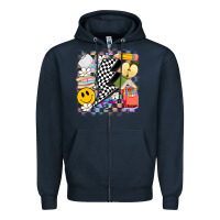 Navy retro teacher Zipper Hoodie - Artiststas