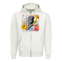 Oatmeal Heather retro teacher Zipper Hoodie - Artiststas