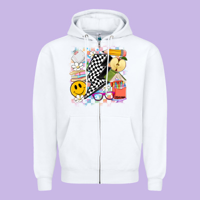 Retro Teacher Zipper Hoodie Designed By Artiststas