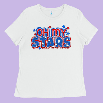Oh My Stars 4th Of July Ladies Tee Designed By Cowgirlartshop