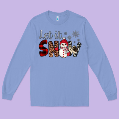 Let It Snow Snowman Long Sleeve Tee Designed By Jahusdesignshop