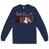 Navy let it snow snowman Long Sleeve Tee - JahusDesignShop