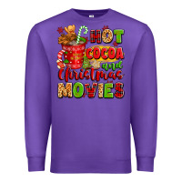 Purple hot cocoa and christmas movies Premium Sweatshirt - texasbilliewilder