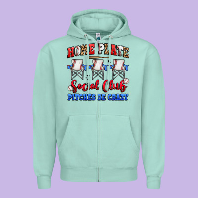 Home Plate Social Club Pitches Be Crazy Zipper Hoodie Designed By Artiststas