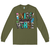 Army Green wife mom nurse Long Sleeve Tee - NancyCooperArtShop