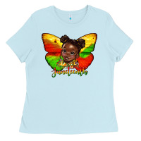 Baby Blue juneteenth butterfly black girl Ladies Tee - HRA Design Shop
