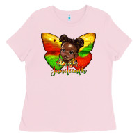 Bubblegum Pink juneteenth butterfly black girl Ladies Tee - HRA Design Shop