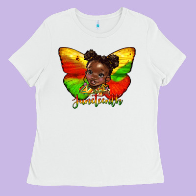 Juneteenth Butterfly Black Girl Ladies Tee Designed By Hra Design Shop