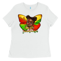 White juneteenth butterfly black girl Ladies Tee - HRA Design Shop