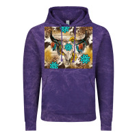Cloud Purple cowhide leopard bull skull gemstone Vintage Hoodie - NancyCooperArtShop