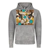 Cloud Rock cowhide leopard bull skull gemstone Vintage Hoodie - NancyCooperArtShop