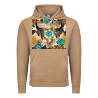 Vintage Coffee cowhide leopard bull skull gemstone Vintage Hoodie - NancyCooperArtShop