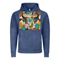 Vintage Denim cowhide leopard bull skull gemstone Vintage Hoodie - NancyCooperArtShop