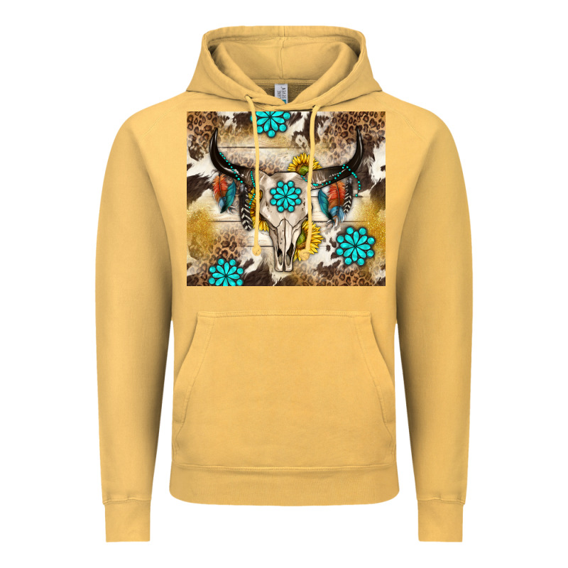 Cowhide Leopard Bull Skull Gemstone Vintage Hoodie by NancyCooperArtShop | Teevron