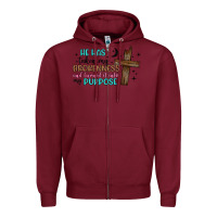 Burgundy he has taken my brokenness and turned it into my p Zipper Hoodie - Artiststas