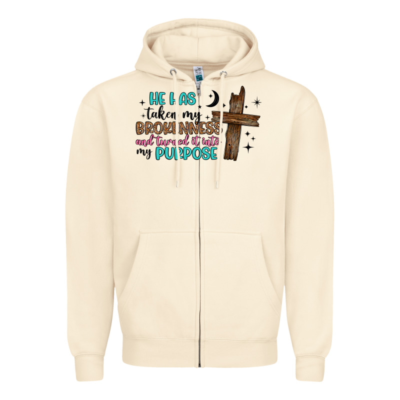 He Has Taken My Brokenness And Turned It Into My P Zipper Hoodie by Artiststas | Teevron