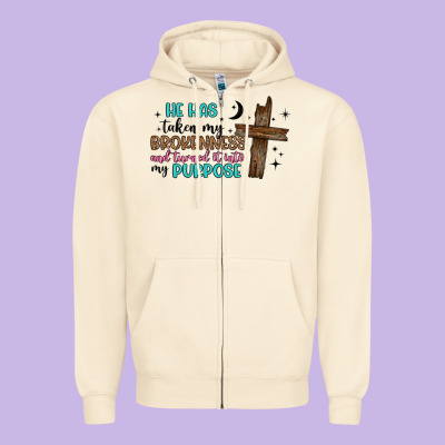 He Has Taken My Brokenness And Turned It Into My P Zipper Hoodie Designed By Artiststas