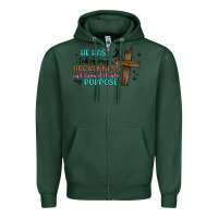 Sports Green he has taken my brokenness and turned it into my p Zipper Hoodie - Artiststas