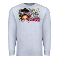 Heather Grey 80s made 90s raised messy bun Premium Sweatshirt - texasbilliewilder