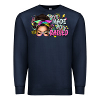 Navy 80s made 90s raised messy bun Premium Sweatshirt - texasbilliewilder