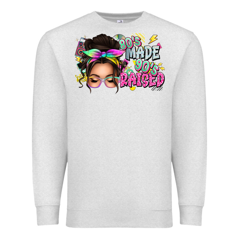 80s Made 90s Raised Messy Bun Premium Sweatshirt by texasbilliewilder | Teevron