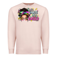 Pale Pink 80s made 90s raised messy bun Premium Sweatshirt - texasbilliewilder