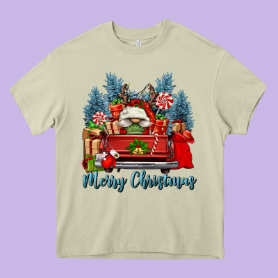 Merry Christmas Gnomes Truck Heavy Core Tee Designed By Fadigitalartstudio