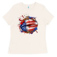 Bone Leopard American flag lips Ladies Tee - Neo Western