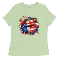 Matcha Leopard American flag lips Ladies Tee - Neo Western