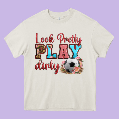 Look Pretty Play Dirty Soccer Heavy Core Tee Designed By Hra Design Shop