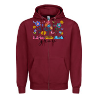 Burgundy helping little minds grow Zipper Hoodie - Artiststas