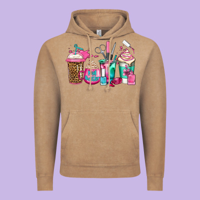 Nail Hustler Coffee Cups Vintage Hoodie Designed By Jasminsmagicworld