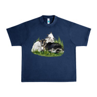 Navy two baby nigerian dwarf goat Urban Heavy Tee - LillyAllenDesigns