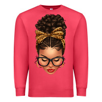 Cardinal Light skin afro messy bun leopard bow Premium Sweatshirt - texasbilliewilder