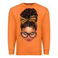 Carrot Light skin afro messy bun leopard bow Premium Sweatshirt - texasbilliewilder