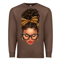 Chestnut Light skin afro messy bun leopard bow Premium Sweatshirt - texasbilliewilder