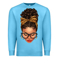 Light Skin Afro Messy Bun Leopard Bow Premium Sweatshirt | Teevron