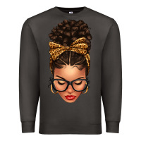 Smoke Light skin afro messy bun leopard bow Premium Sweatshirt - texasbilliewilder