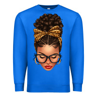 True Royal Light skin afro messy bun leopard bow Premium Sweatshirt - texasbilliewilder