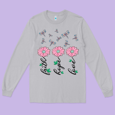 Faith Hope Love Long Sleeve Tee Designed By Maliassmallbusiness