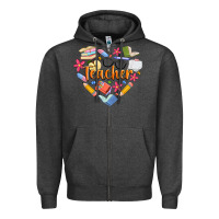 Charcoal Heather teacher heart Zipper Hoodie - Artiststas