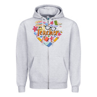 Heather Grey teacher heart Zipper Hoodie - Artiststas
