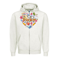 Oatmeal Heather teacher heart Zipper Hoodie - Artiststas
